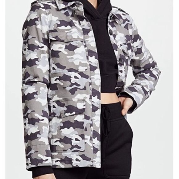 L’agence Cromwell Button Front Camo Print Military Style Jacket Size S - Picture 2 of 10